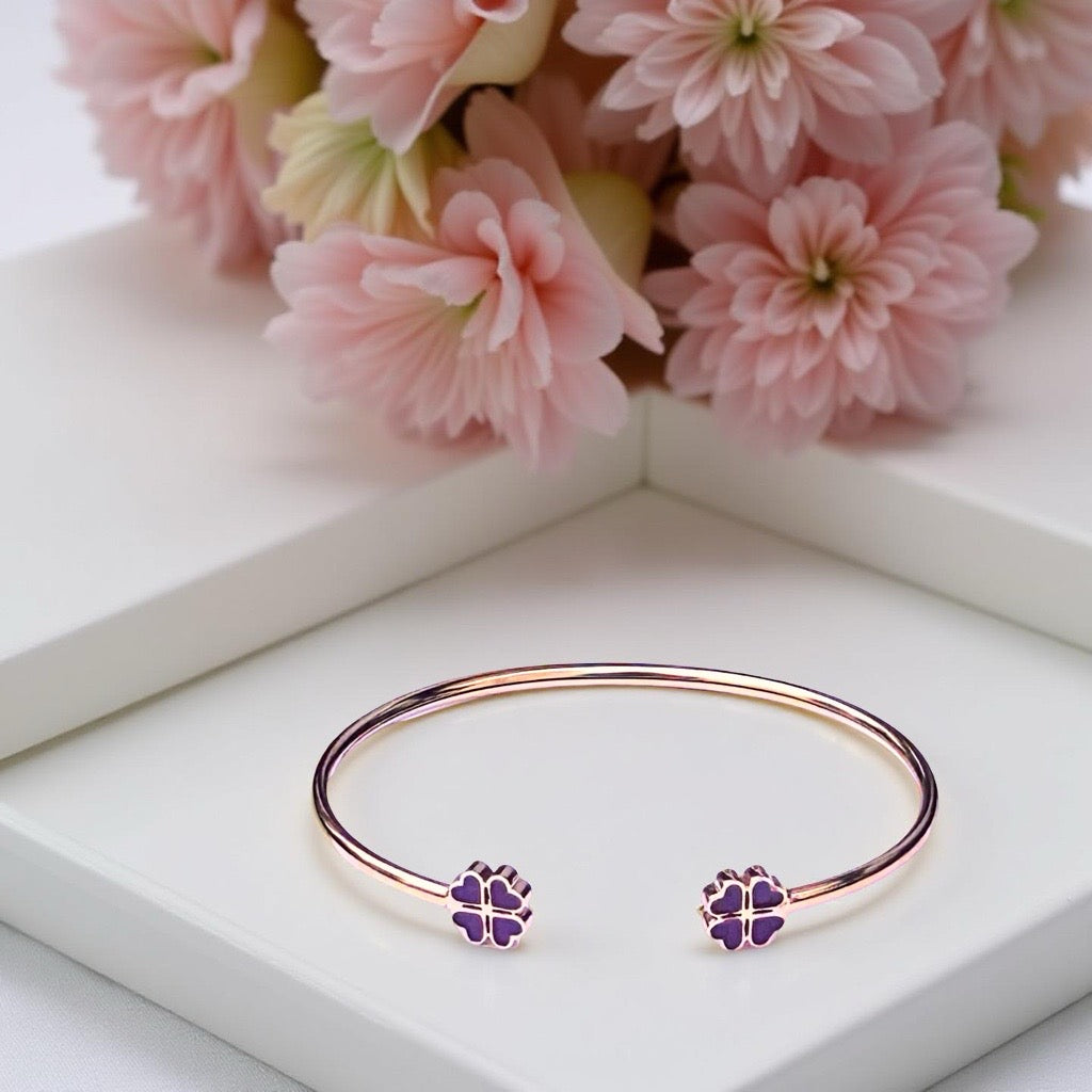 Bracelet "Trèfle à 4 coeurs" émaillé bordeaux