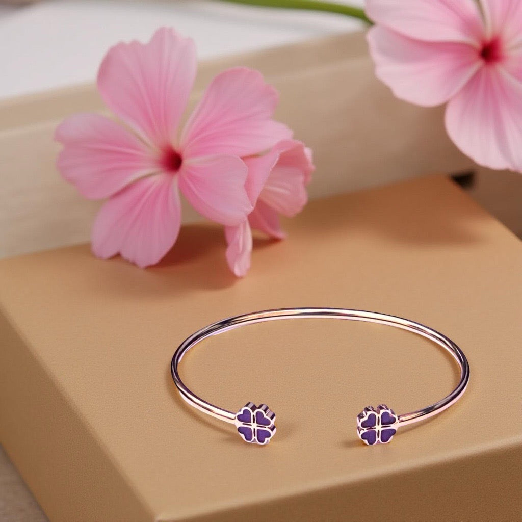 Bracelet "Trèfle à 4 coeurs" émaillé bordeaux