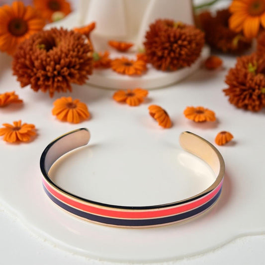 Bracelet jonc doré marron orange