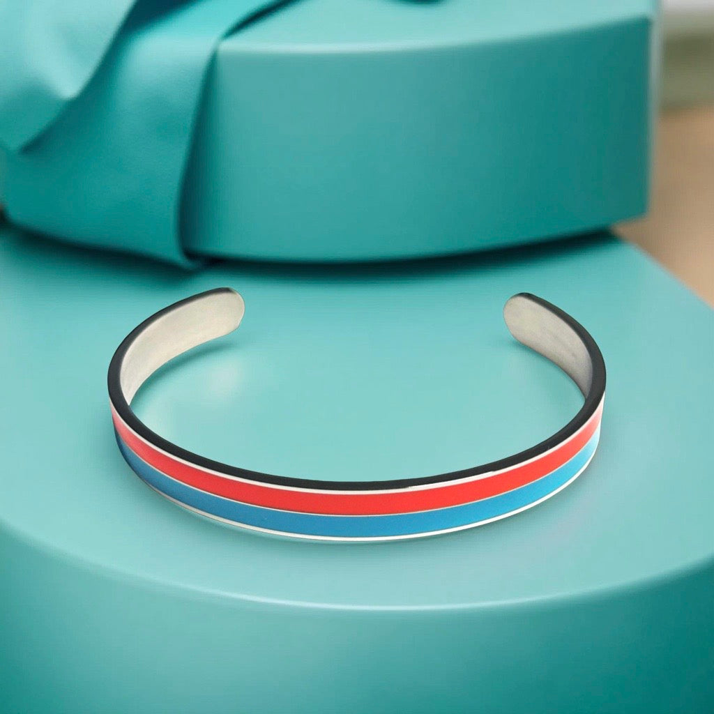 Bracelet  jonc doré turquoise orange
