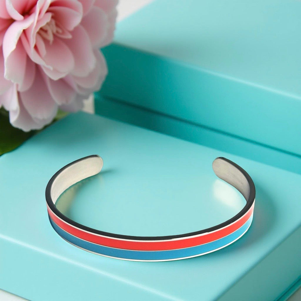 Bracelet  jonc doré turquoise orange
