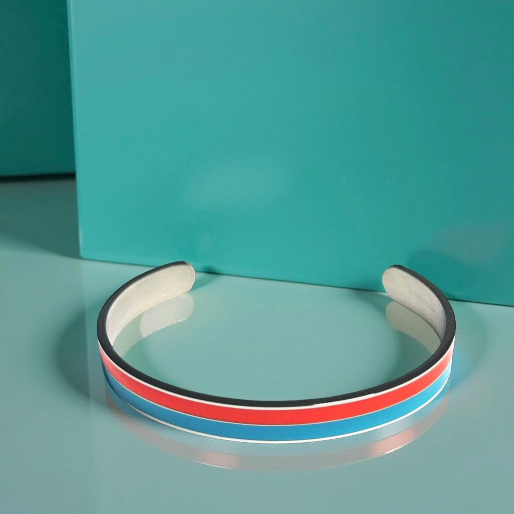 Bracelet  jonc doré turquoise orange