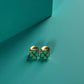 Boucles d'oreille "trèfle" dorées et émaillées vert