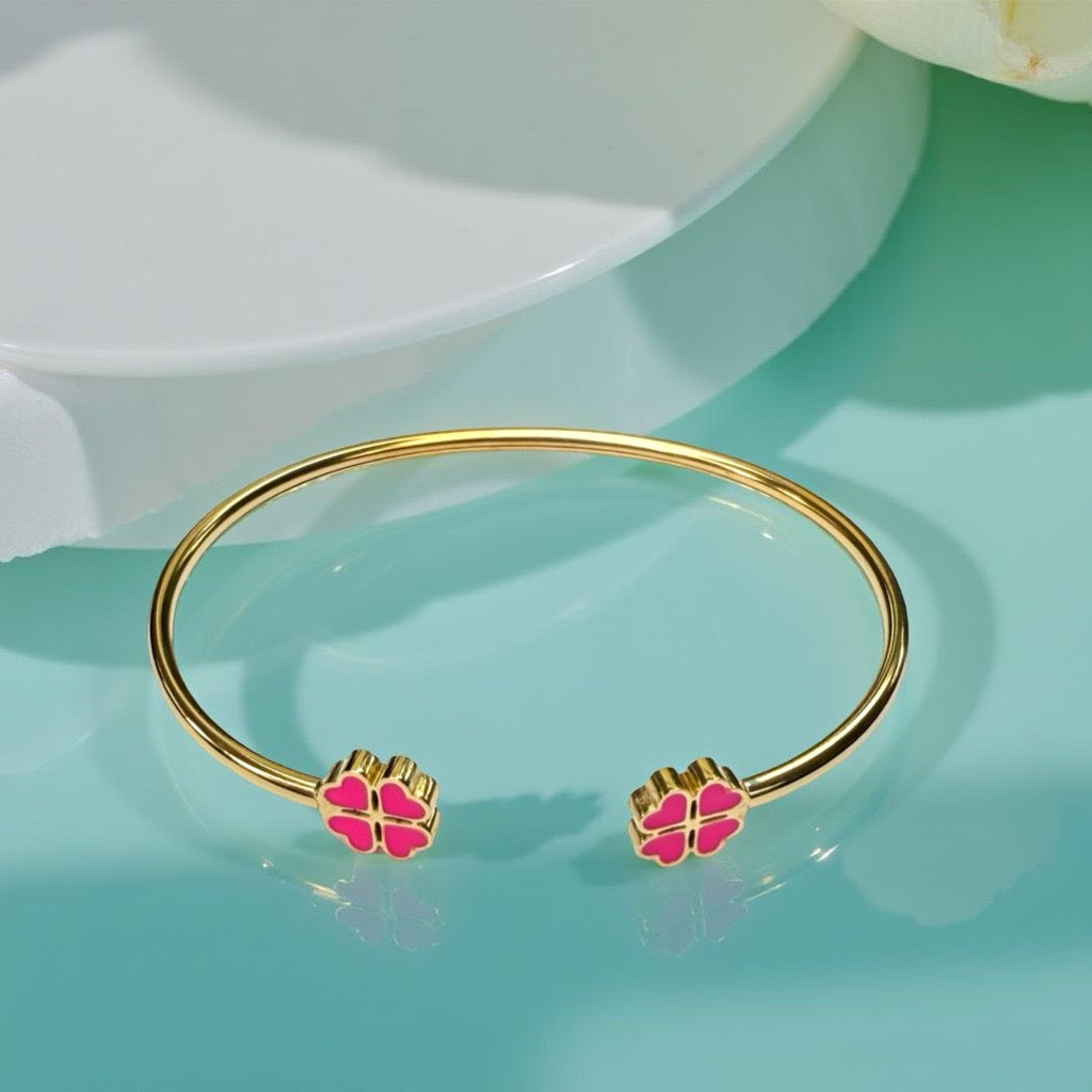 Bracelet "Trèfle"  rose