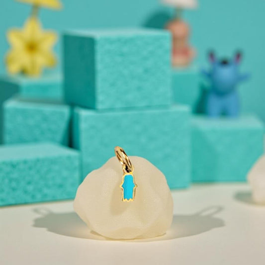 Charm doré Fatima turquoise rouge