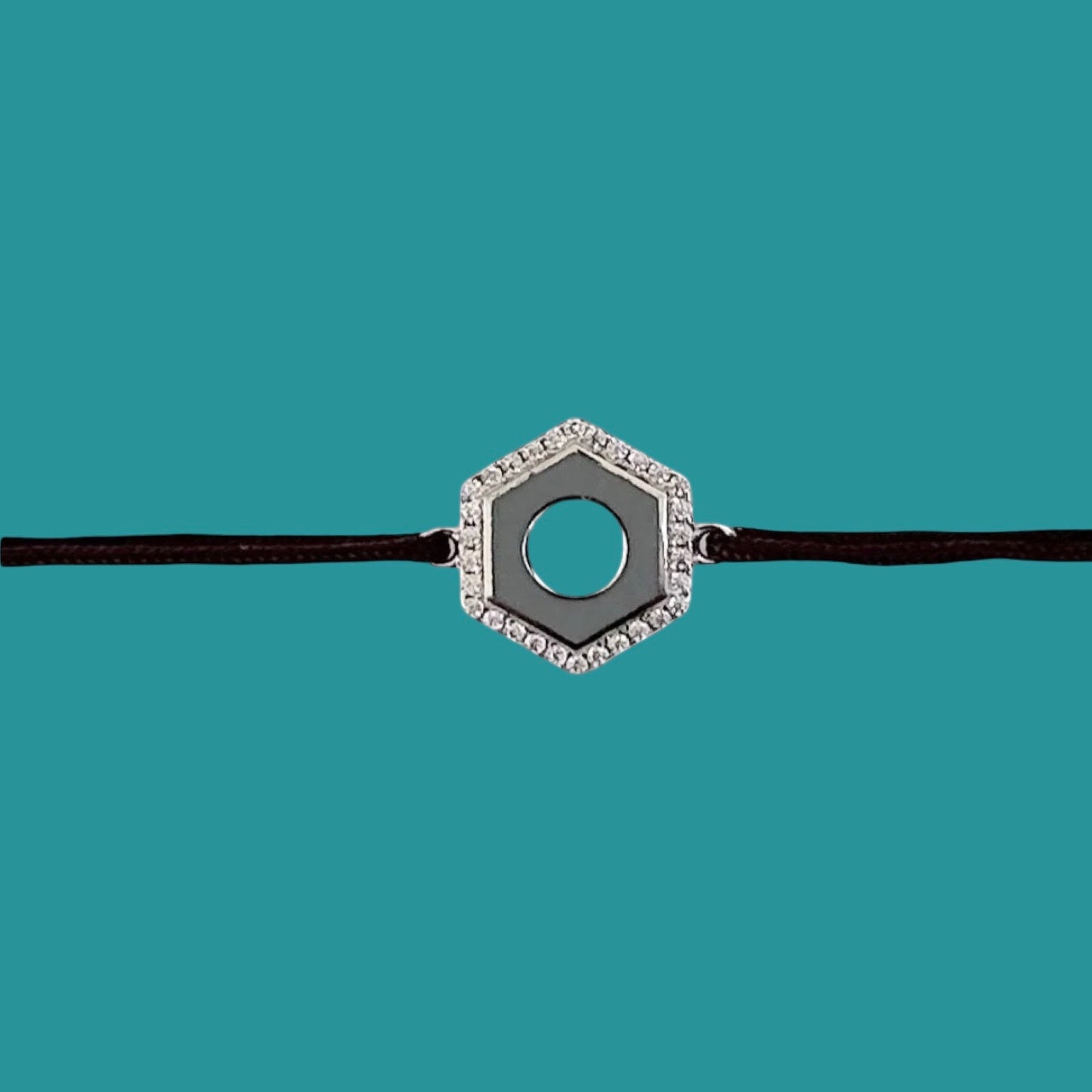 Bracelet : Ecrou Serti | Argent 925 sur cordon