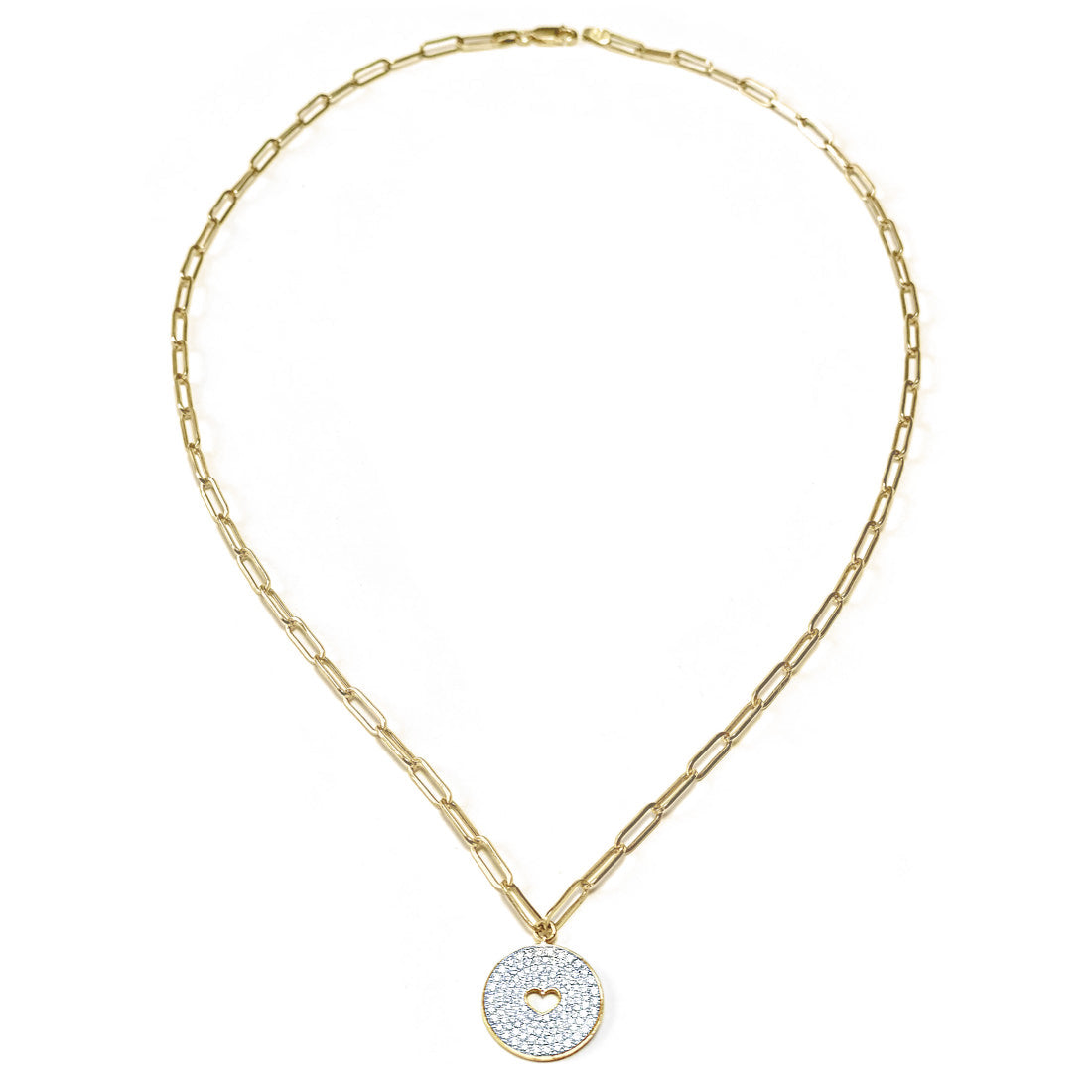 Collier : Coeur Diamants | 16mm Or 18 carats