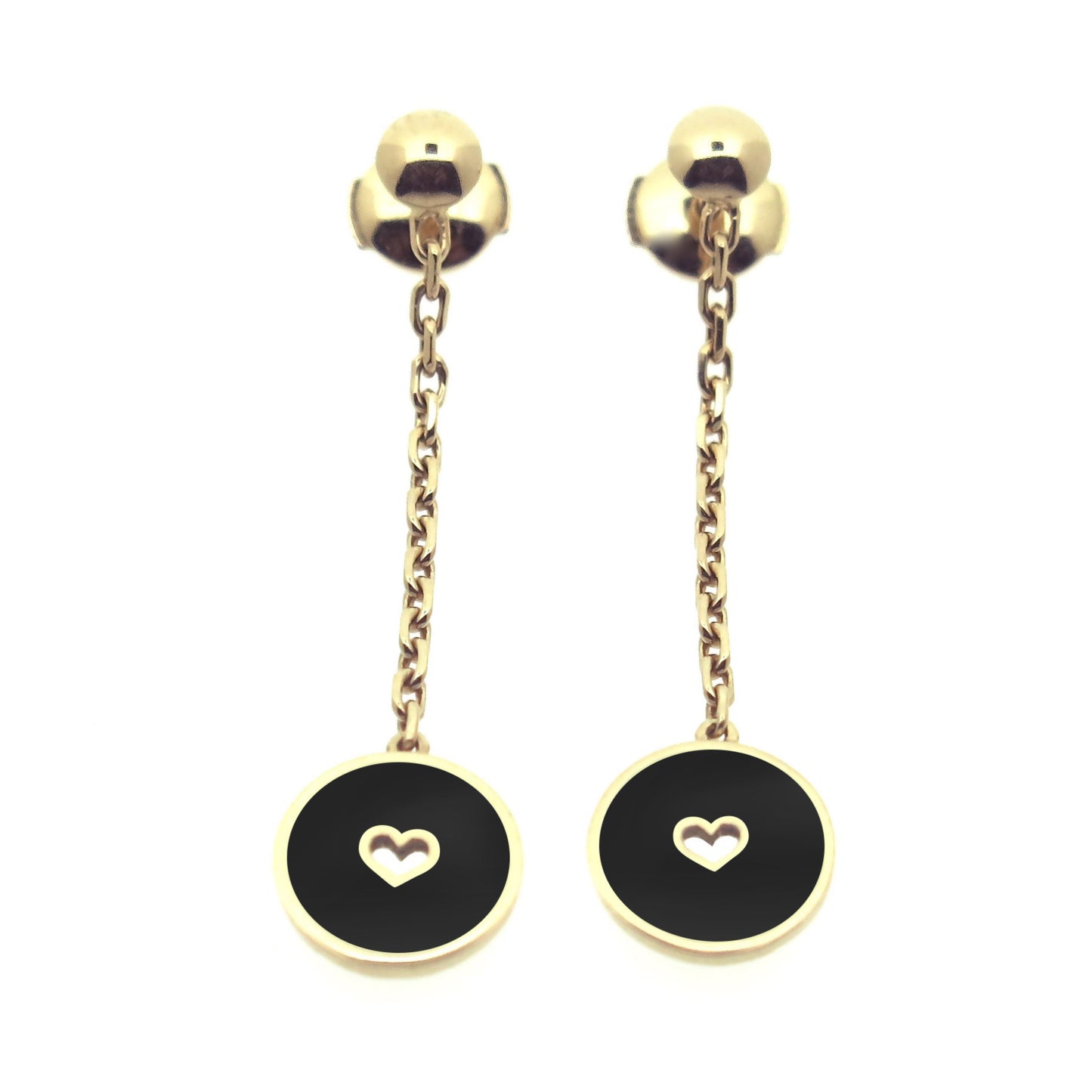 Boucles d'oreilles pendantes : Coeur | Or 18 carats