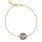  MORA bijoux, bracelet avec médaillon représentant une libellule en or jaune 18 carats dans un médaillon rond émaillé gris monté sur chaîne forçat