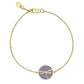  MORA bijoux, bracelet avec médaillon représentant une libellule en or jaune 18 carats dans un médaillon rond émaillé gris monté sur chaîne forçat